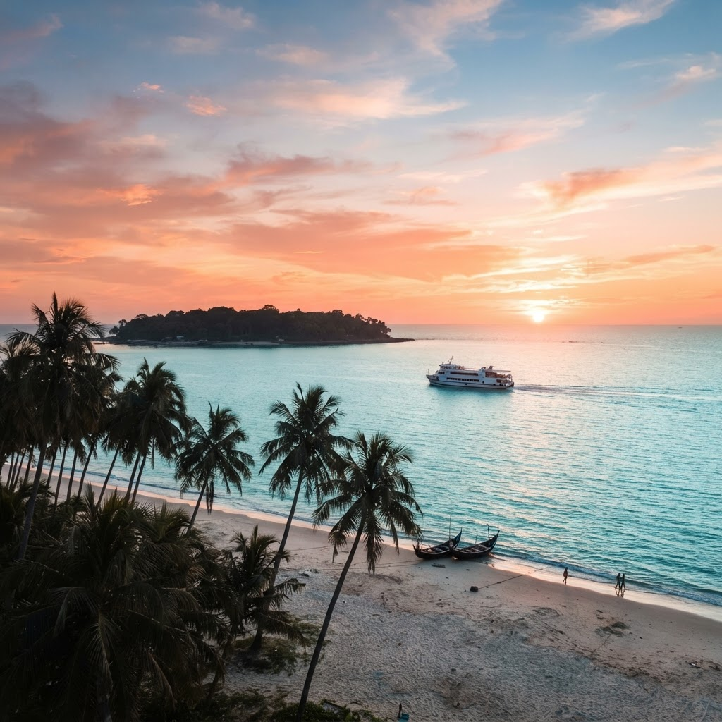 Passenger ship near Saint Martin's Island in Bangladesh